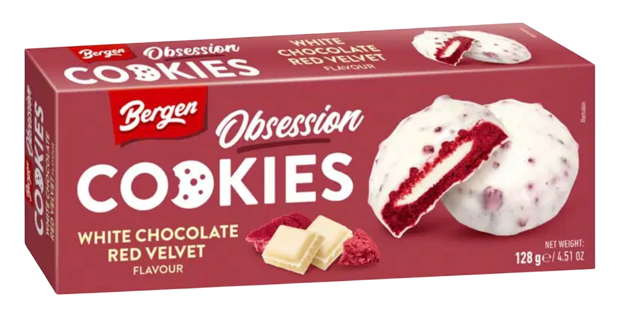 Bergen Red Velvet White Chocolate Cookies 128g