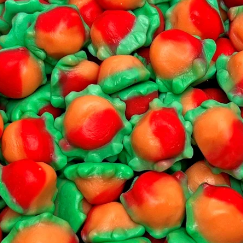 Pfirsiche mit grünem Schaumboden - halal